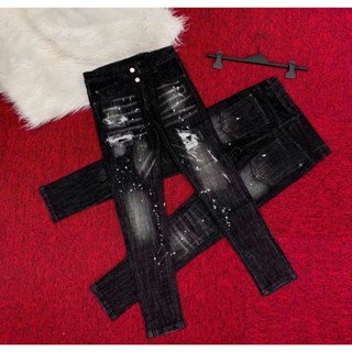 Quần bò jean nam dài xám (4 CÚT) khói rách vải đẹp cá tính,form bó nhẹ chất denim co giãn thoải mái