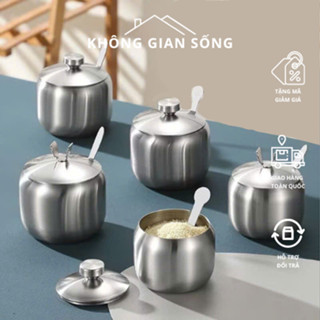 Hũ đựng gia vị, lọ đựng gia vị kèm muỗng chuẩn inox 304 cao cấp chống gỉ dung tích 250ml