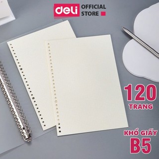  Ruột Sổ Còng Giấy Refill B5 Deli - Kẻ Ngang  Ô Vuông Trơn - Giấy Chống Lóa 120 Trang - Sổ Planner Bullet Journal 