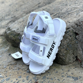 Giày sandal Nerdy nerrdy nam nữ đế cao 4cm, quai da phối dù êm bền, quai hậu có thể tháo rời thành dép, kem