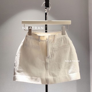 nhatran - Chân váy jean nữ phom ngắn chữ a chất Demin cotton dày mịn có lót short bảo vệ PHOM TY
