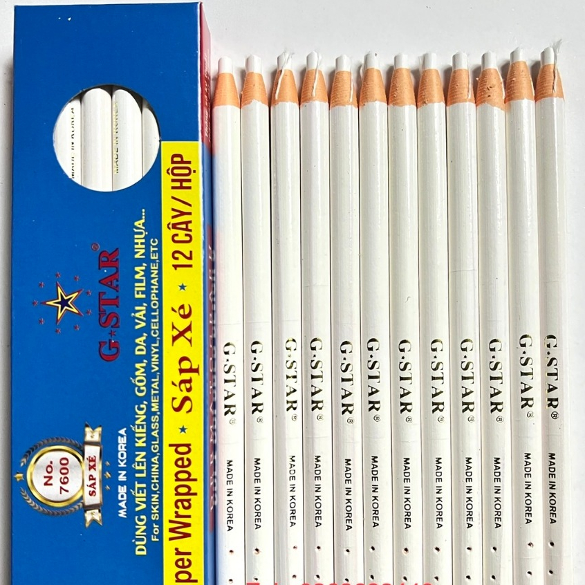 HỘP 12 CÂY SÁP XÉ / CHÌ XÉ GSTAR 7600 (VIẾT LÊN VẢI, KIẾNG, GỐM, DA...)
