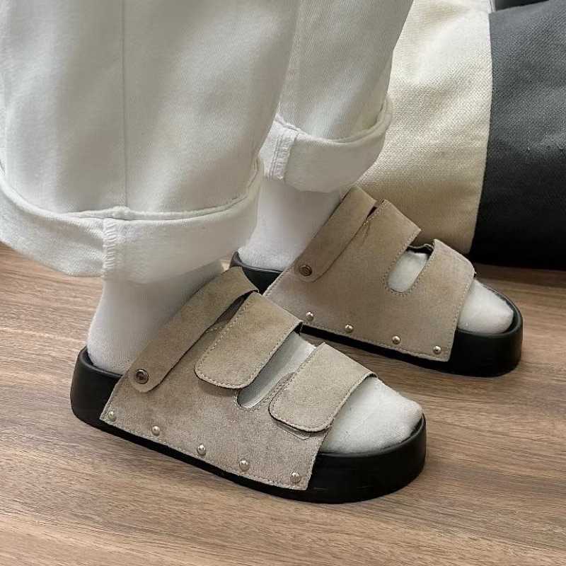 Dép sandal nữ quai hậu đế cao 4-5cm Đ01 quai nỉ bản to mới Chốt Đinh | BigBuy360 - bigbuy360.vn