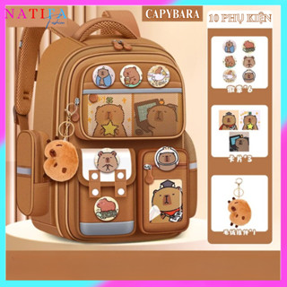 [TẶNG ĐỒNG HỒ + MÓC KHÓA] Balo Capybara Chống Gù Cho Bé Tiểu Học Siêu Nhẹ Chống Nước Chống Xước  _ NATIFA