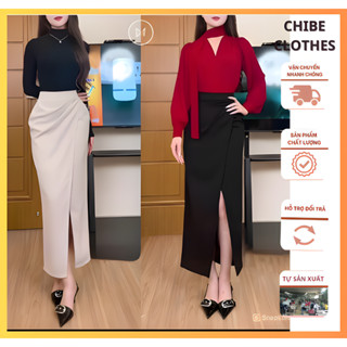 Chân Váy Bút Chì Xẻ Trước Nhúm Eo Che Khuyết Điểm CHIBECLOTHES Chất Liệu Vitex Cao Cấp 184