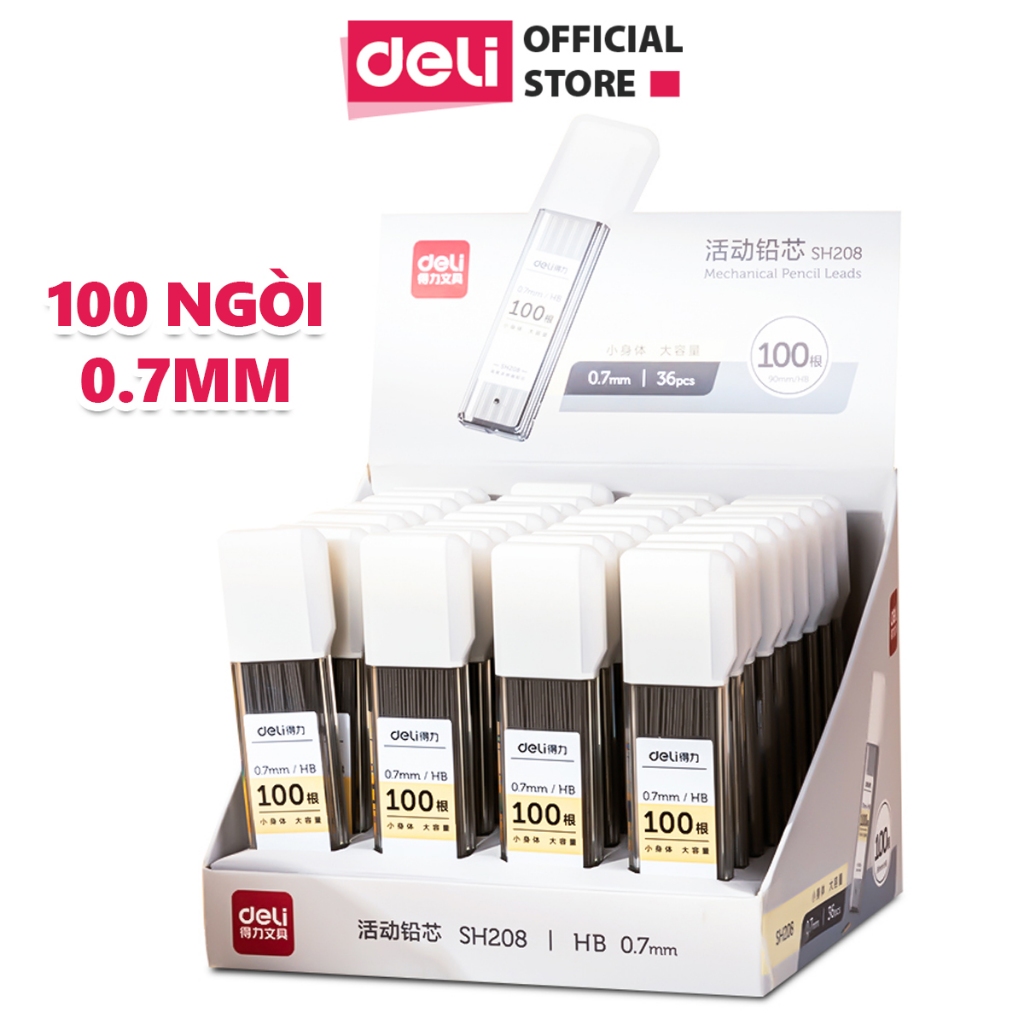 Ruột Bút Chì Kim 0.7mm Deli - Ngòi Chì Kim 100 Chiếc HB 90mm, Lõi Chì Bấm Nhỏ Gọn Tiện Lợi Cho Học Sinh