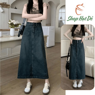 Chân váy bò nữ jeans dáng dài chữ a xẻ sau váy bò cạp cao tôn dáng hottrend thu đông V7 V16 V15 Shop Hạt Dẻ