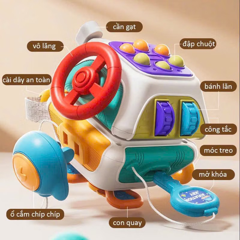 Khối bận rộn size lớn 10 mặt chủ đề vũ trụ, hộp bận rộn 10 trò chơi phát triển giác quan và tư duy c