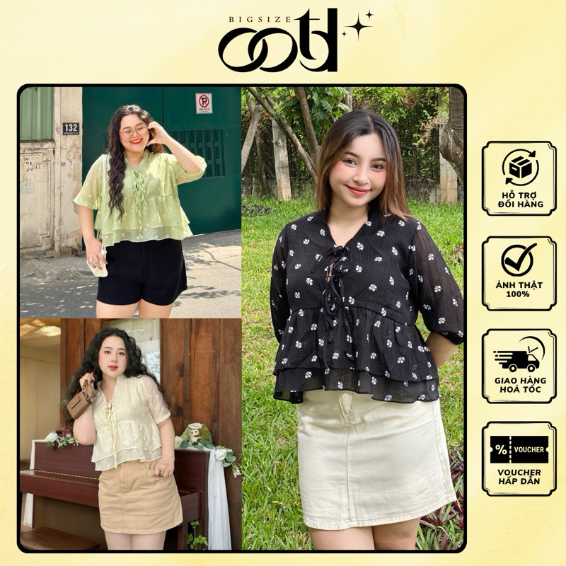 OODT BIGSIZE | Áo kiểu babydoll bigsize hoa nhí tầng tay bồng
