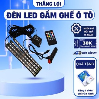 Đèn led gầm ghế nội thất ô tô nháy theo nhạc sang trọng loại 12 bóng 4 dải led 8 màu đơn sắc