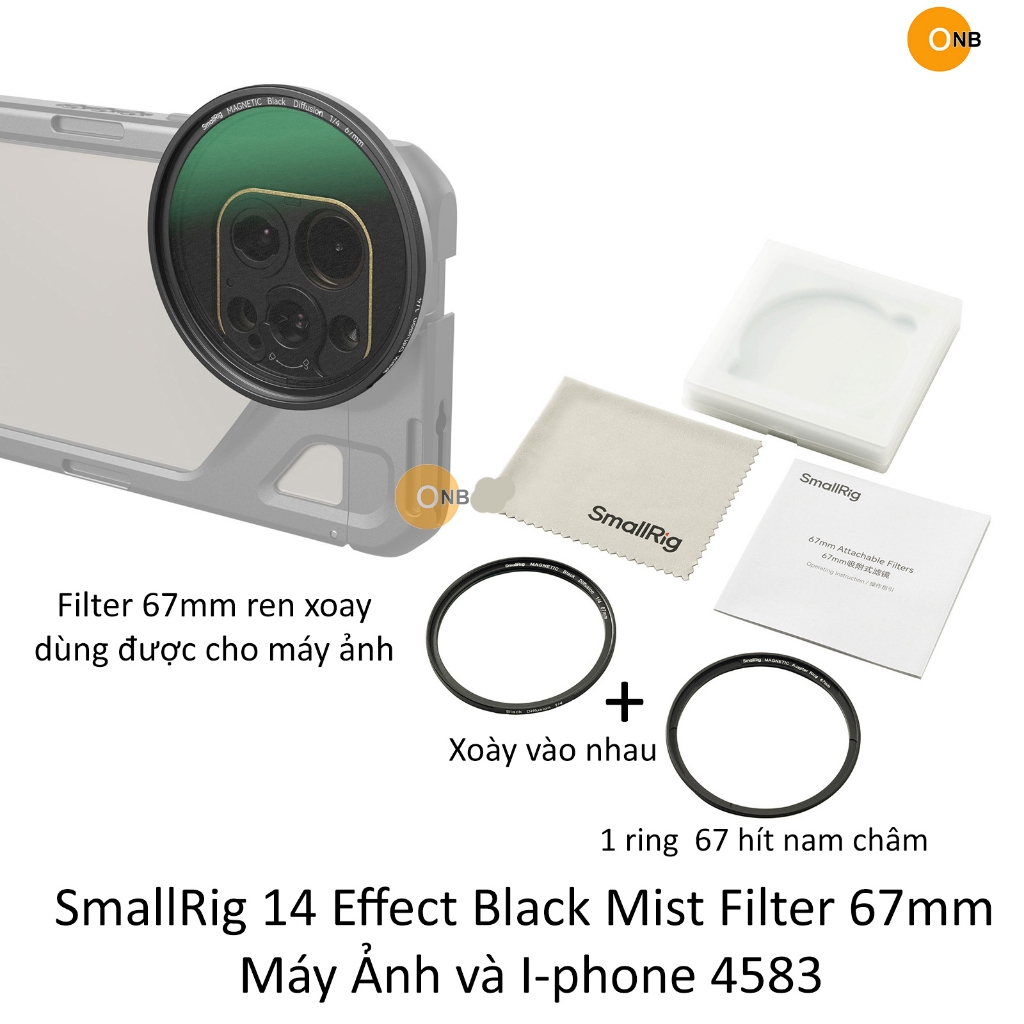 SmallRig 1/4 Effect Black Mist Filter 67mm lens máy ảnh kèm ngàm hít nam châm 4583