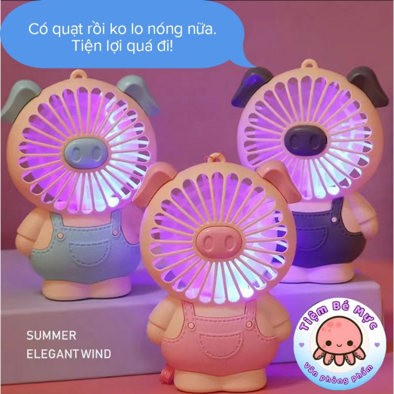[Rẻ Vô Địch] Quạt Mini Tích Điện Hình Thú Tiện Lợi TẶNG CÁP SẠC