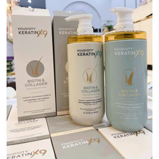 Cặp Dầu Gội Xả Voudioty Keratin X9 Biotin & Collagen 500ml, Dầu Cặp Chính Hãng An Toàn Fidi Beauty
