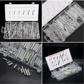 Hộp chốt chẻ 555 cái, Chốt chữ R 150 cái, Hộp long đèn 900 cái, Hộp lò xo 200 cái và hộp doăn dầu 270 cái chuyên ô tô