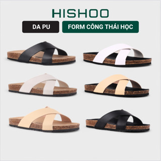 Dép đế trấu 2 quai chéo Birken Da Tổng Hợp Nam Nữ Chính Hãng Công Sở Văn Phòng Đi Chơi Hishoo VNXK S096