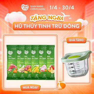 Combo 6 gói bột lẻ ăn dặm cho bé từ 6 tháng bột sữa yến mạch, sữa bắp non, trái cây mùa hè, cháo sườn heo, thịt bò,..