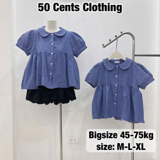 Áo Sơ Mi Nữ Babydoll Cổ Sen Khuy Hoa Cộc Tay Có Bigsize 45-75kg Phong Cách Korea (50 Cents Clothing) #306