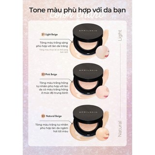 Phấn Nước April Skin Black Magic Snow Cushion Kiềm Dầu, Căng Bóng Chống Nắng SPF 50+ - The L Cosmetics