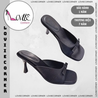 LOVIIECORNER - DÉP CAO GÓT NỮ ĐÍNH NƠ - GUỐC NỮ CAO GÓT NƠ MŨI VUÔNG  - GUỐC CAO GÓT TRỤ 7 PHÂN - DD241016