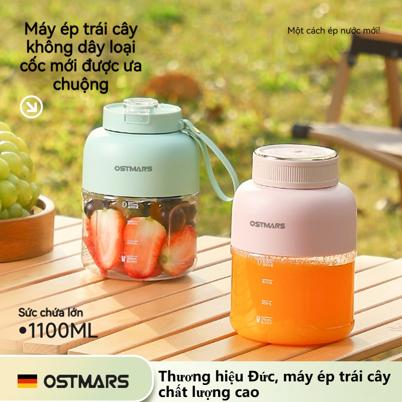 Máy xay sinh tố cầm tay mini OSTMARS sạc tích điện, Xay sinh tố không dây dung tích 1100ml,18 lưỡi dao Hàng chính hãng