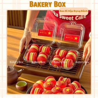 50 Hộp Bento Nhựa Trong Suốt Đựng Bánh Ngọt, Hộp PET Vuông Trong Nắp Gập Đựng Tiramisu, Bánh Tart Mini