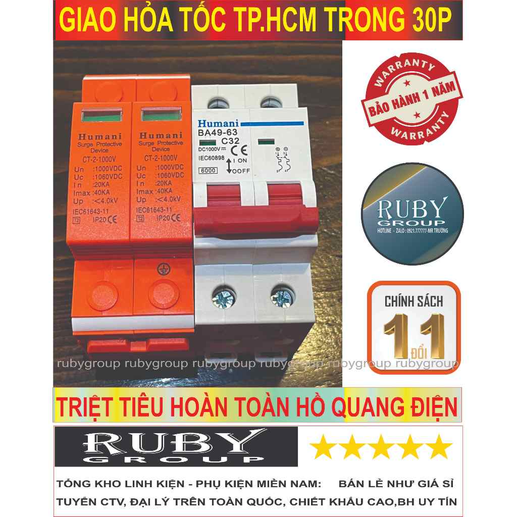 BỘ CHỐNG SÉT VÀ APTOMAT DC HUMANI 500v
