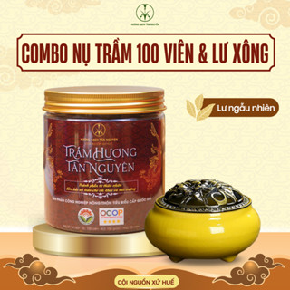 Combo nụ trầm hương Tân Nguyên và lư xông, trầm hương, trầm hương xông nhà hộp 100 viên