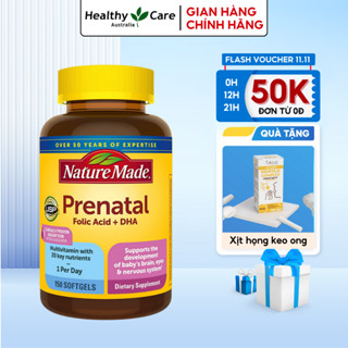 Vitamin tổng hợp cho mẹ bầu Nature Made Prenatal Folic Acid + DHA 150 viên bổ sung vitamin thiết yếu