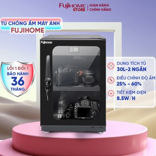 Tủ chống ẩm máy ảnh 30 Lít Nhập khẩu FUJIHOME bảo hành 3 năm, tủ hút ẩm máy ảnh 30L 2 ngăn dry cabinet chống xước