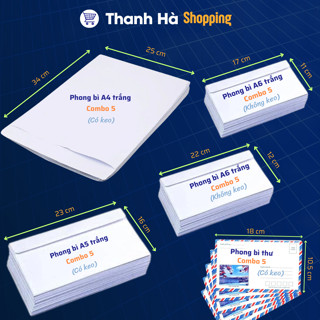 Phong bì thư, Phong bì A6, A5, A4 trắng giấy chất lượng cao có keo dán sẵn tiện dụng