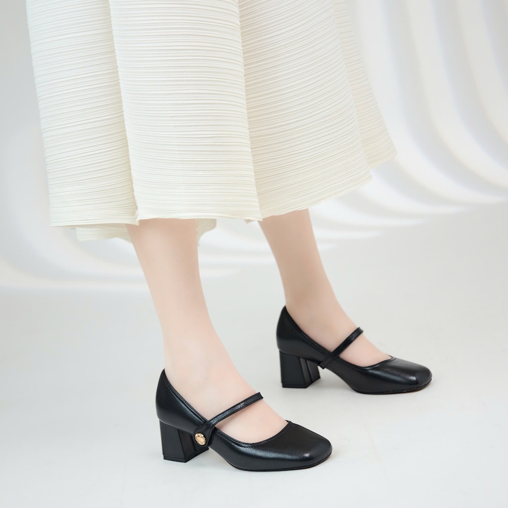 Giày Cao Gót MWC G139 - Giày Cao Gót Bít Mũi Gót Vuông Phối Quai Ngang Thời Trang Thanh Lịch | BigBuy360 - bigbuy360.vn