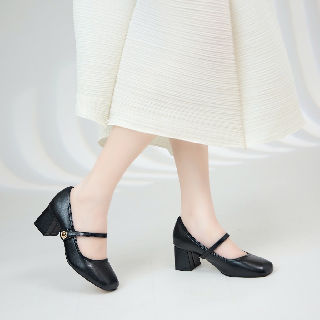 Giày Cao Gót MWC G139 - Giày Cao Gót Bít Mũi Gót Vuông Phối Quai Ngang Thời Trang Thanh Lịch | BigBuy360 - bigbuy360.vn