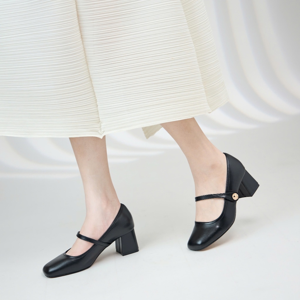 Giày Cao Gót MWC G139 - Giày Cao Gót Bít Mũi Gót Vuông Phối Quai Ngang Thời Trang Thanh Lịch | BigBuy360 - bigbuy360.vn