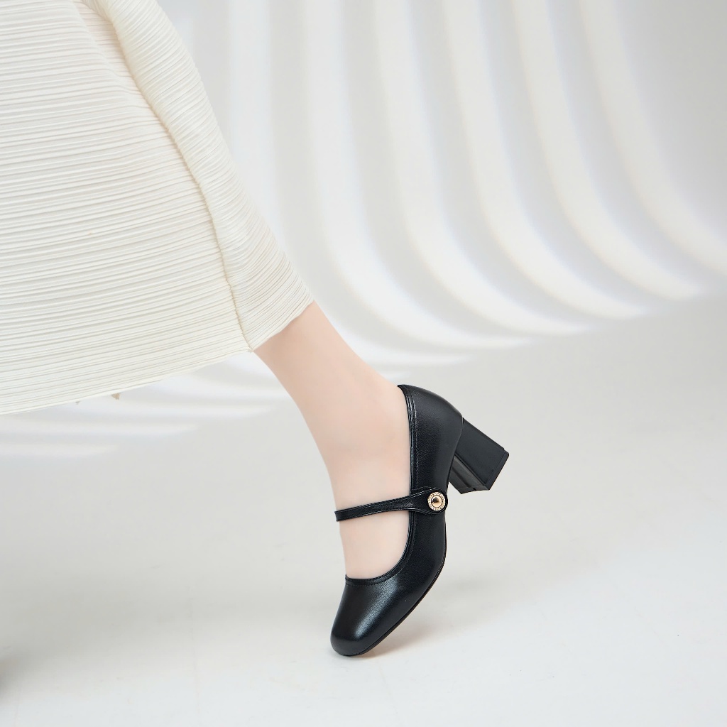 Giày Cao Gót MWC G139 - Giày Cao Gót Bít Mũi Gót Vuông Phối Quai Ngang Thời Trang Thanh Lịch | BigBuy360 - bigbuy360.vn