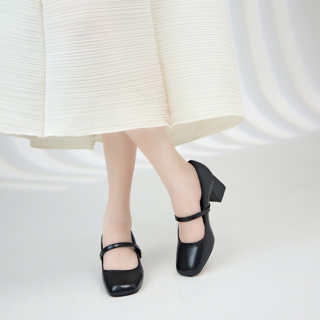 Giày Cao Gót MWC G139 - Giày Cao Gót Bít Mũi Gót Vuông Phối Quai Ngang Thời Trang Thanh Lịch | BigBuy360 - bigbuy360.vn