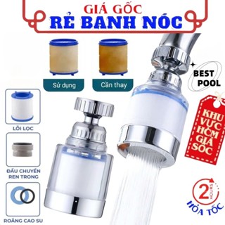 Bộ Lọc Nước, Đầu Lọc Nước Tại Vòi Tăng Áp Xoay 360 Độ Lọc Nước Tại Vòi Chậu Rửa Tiện Dụng Tặng Đầu Nối Đa Năng