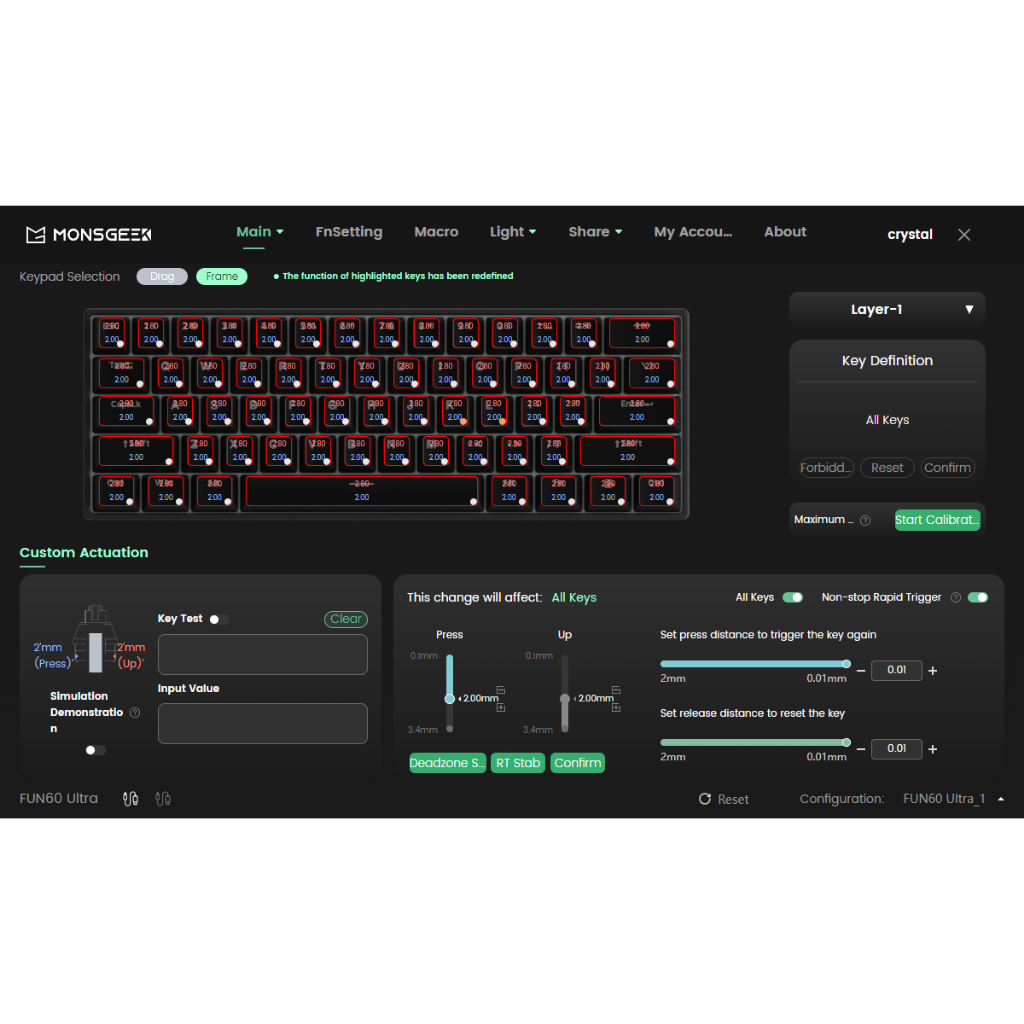Bàn phím cơ gaming HE MONSGEEK Fun60 Pro - Rapid trigger - Type C - 8K Polling rate | BigBuy360 - bigbuy360.vn