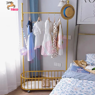 Giá treo quần áo có bánh xe di động - Chất liệu chắc chắn, thiết kế hiện đại Giá treo đồ đa năng có bánh xe lăn 360°