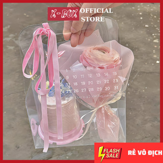 Túi Lịch Quai Xách Nhựa PVC Dùng Đựng Bánh Kem, Hoa, Phụ Kiện Trang Trí Bánh Kem