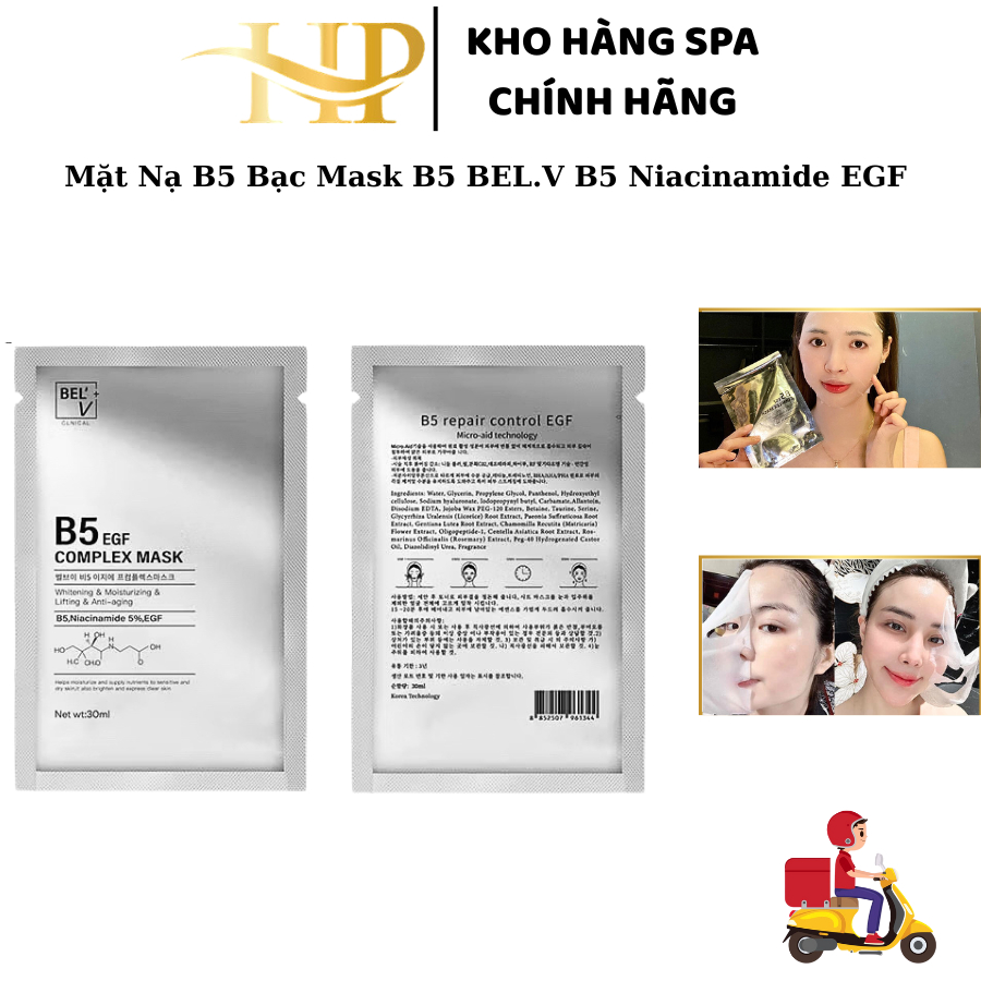 Mặt Nạ B5 Bạc Mask B5 BEL.V B5 Niacinamide EGF | Complex Mask Giúp Cấp Ẩm Làm Dưỡng Trắng Và Phục Hồ