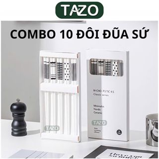  Đũa Sứ Trắng CAO CẤP - Đũa Thìa Muỗng Ăn Cơm Bằng Sứ Chống Ẩm Mốc TAZO 