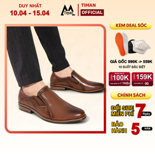 Giày tây da nam kiểu lười chất liệu da bò công sở đẹp trung niên cao cấp bảo hành 5 năm GT477 TIMAN