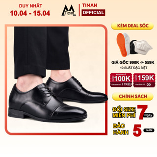Giày tây nam kiểu lười chất liệu da bò tăng chiều cao công sở trung niên cao cấp BH 5 năm NC09 TIMAN