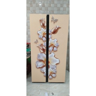 Decal Dán Tủ Lạnh Phong Thủy HOA VÀNG 3D