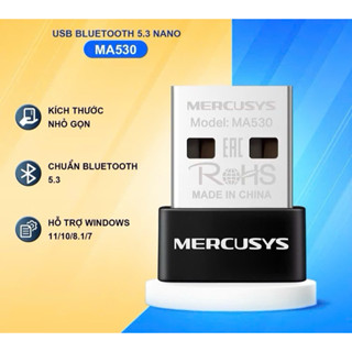 Bộ Chuyển Đổi Bluetooth USB Nano Mercusys MA530 Chuẩn Bluetooth 5.3 | USB nhỏ gọn đem lại kết nối bluetooth ổn định 