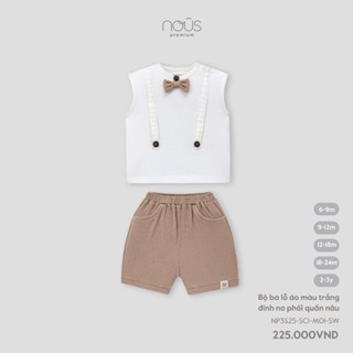 Bộ Quần Áo Ba Lỗ Nous Petit Kẻ Vàng Nhạt (Size Từ 6-9 Tháng Đến 18-24 Tháng)