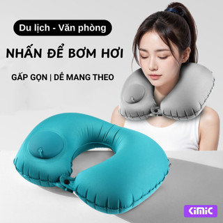 Gối kê cổ chữ u KIMIC cao cấp, Gối chữ u bơm hơi ngủ văn phòng, du lịch gấp gọn tiện dụng