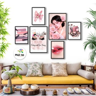  Trang trí tiệm makeup trang điểm nail nối mi spa salon tóc gội đầu tranh dán tường bộ 6 bức tranh formex nhẹ 