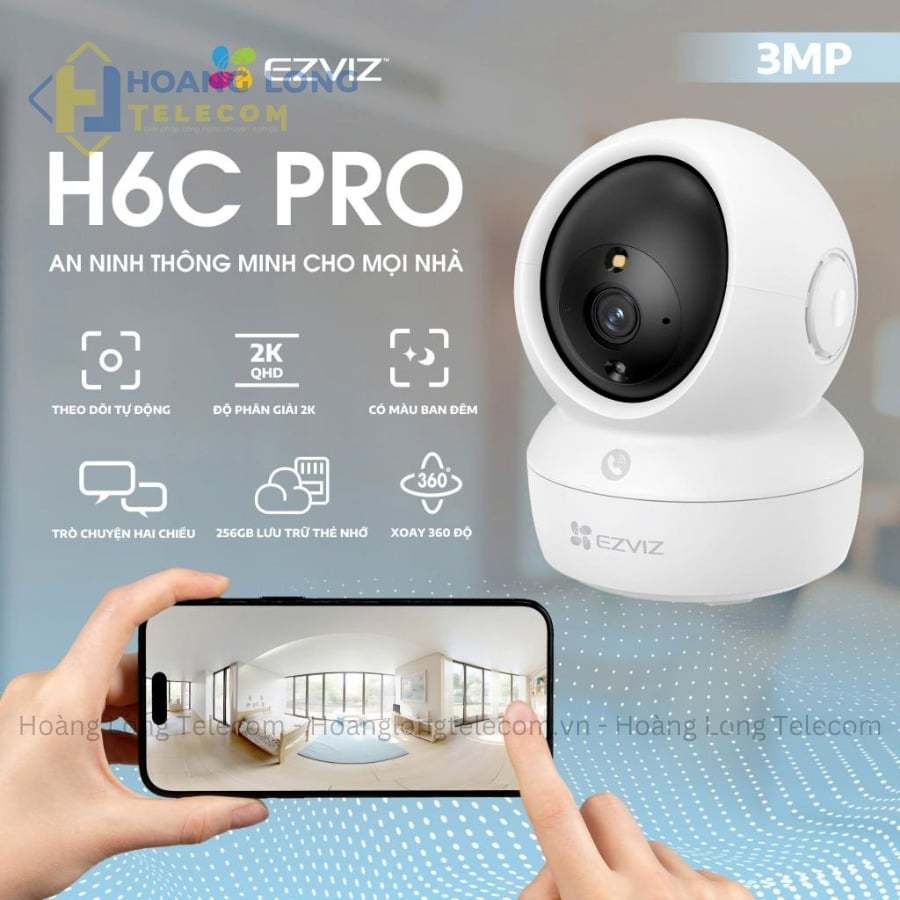 Camera Ezviz H6c Pro kèm thẻ nhớ H6c 2.0MP 4.0MP Quay quét 360 độ - Hàng Chính Hãng