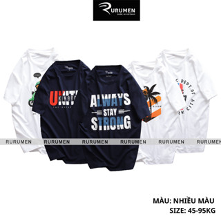 Áo Thun Nam Cổ Tròn RURUMEN - Áo Tay Ngắn Vải Cotton In Nhiều Hình Bền Đẹp Big Size